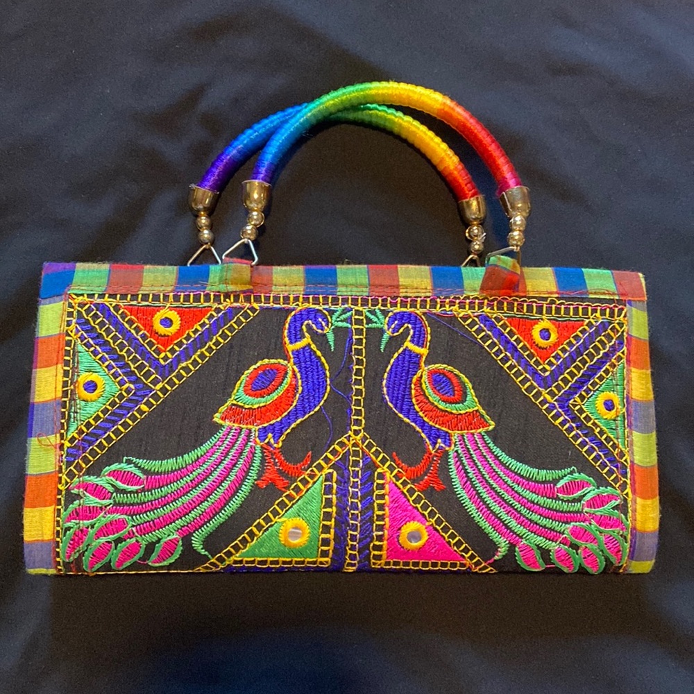 Handmade peacock clutch